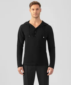 Clearance Pull léger à capuche en coton soie Pulls Maille Et Cachemire