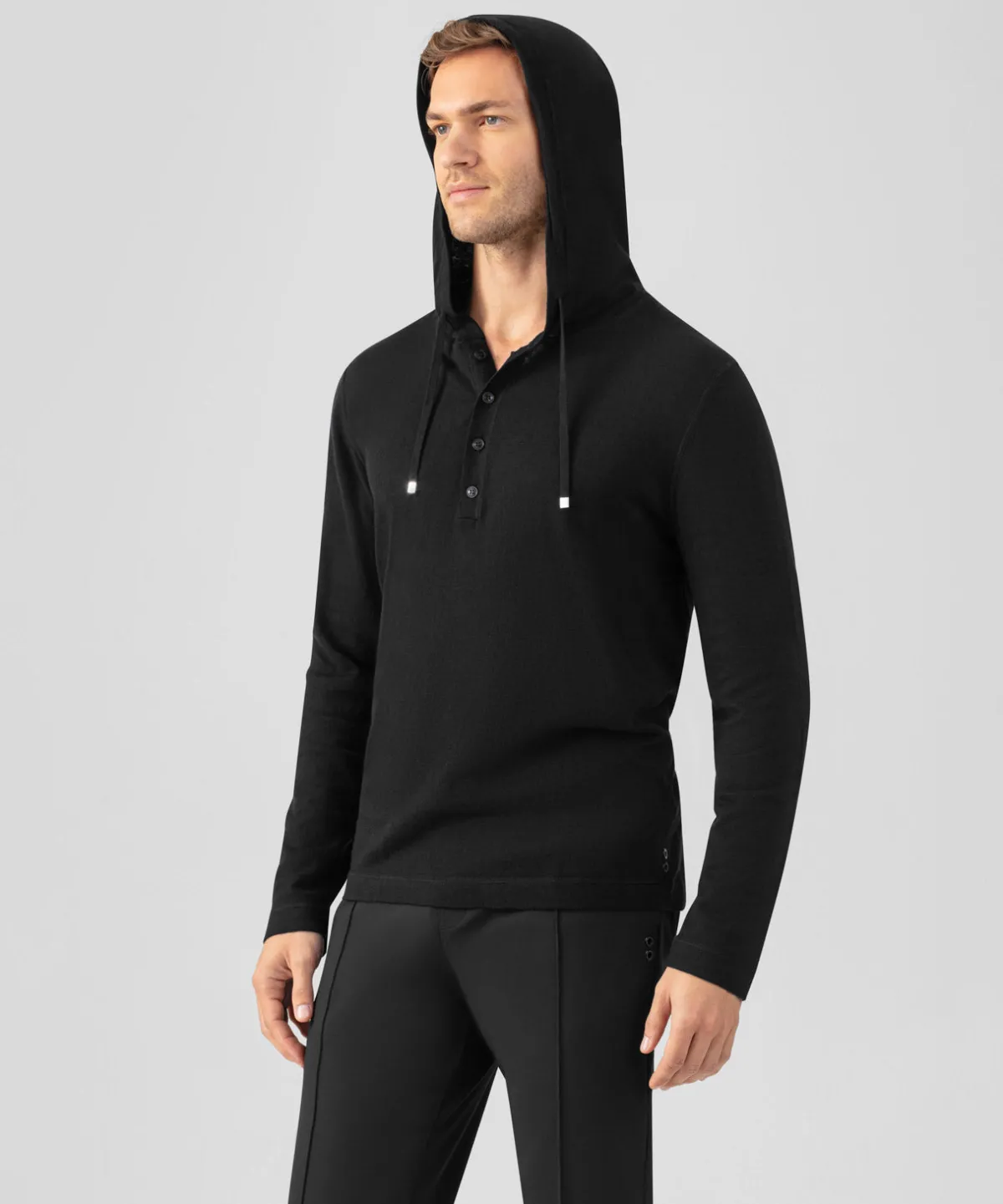 Clearance Pull léger à capuche en coton soie Pulls Maille Et Cachemire