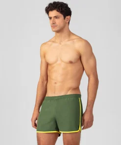 Sale Short de bain avec bords arrondis et bandes contrastées Shorts De Bain | Shorts De Bain