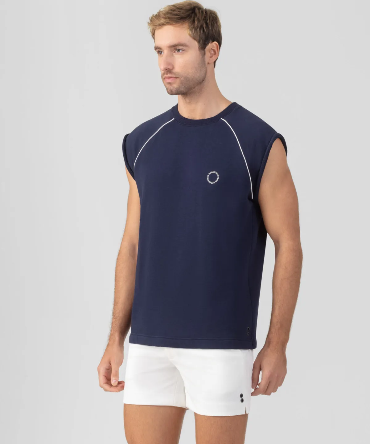 Sale Sweatshirt sans manches en coton organique avec passepoil Sweats