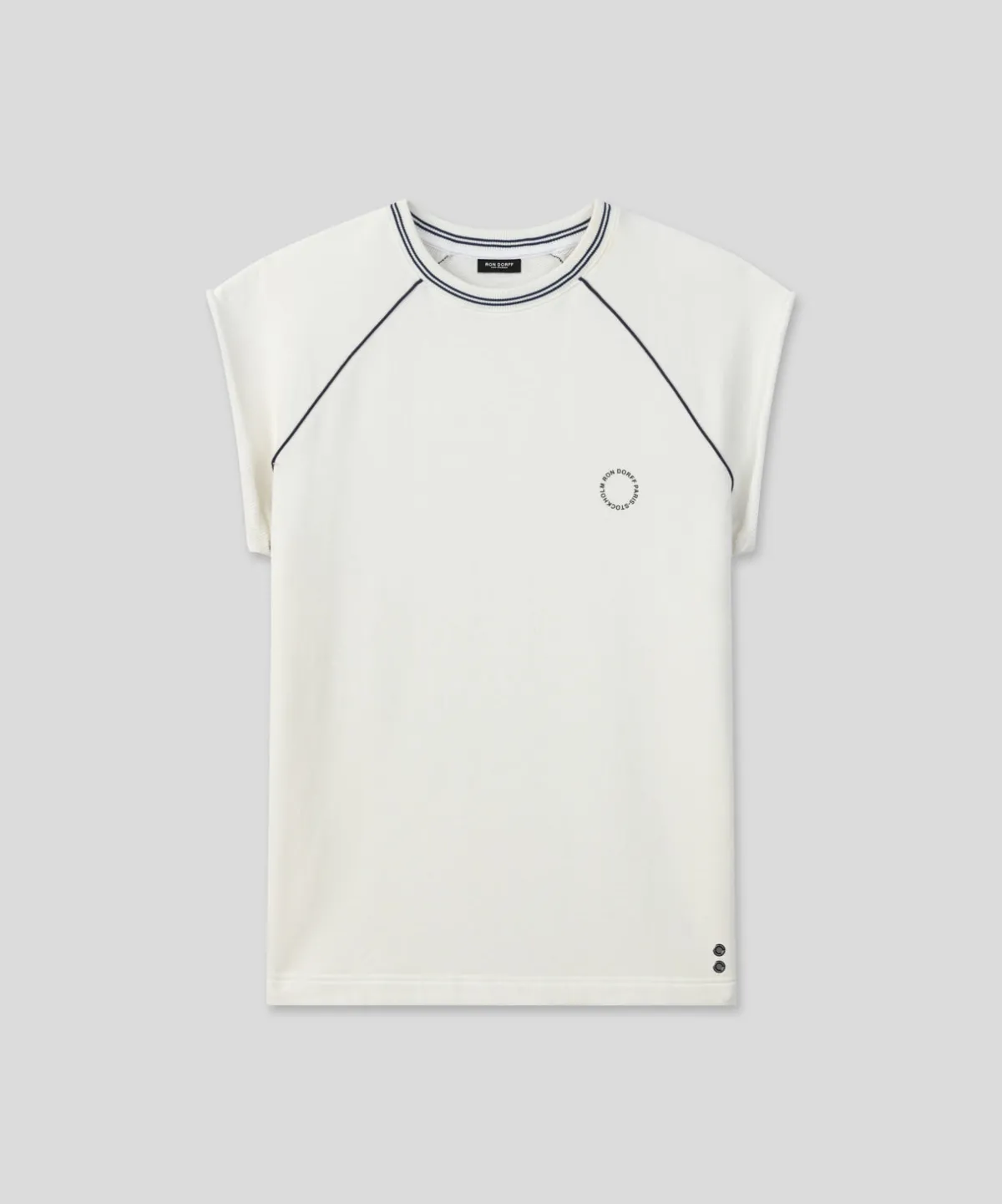Clearance Sweatshirt sans manches en coton organique avec passepoil Sweats