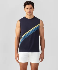 Best T-shirt sans manches en coton organique à rayures diagonales T-Shirts D'Intérieur | T-Shirts