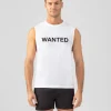 Fashion T-shirt sans manches en coton organique "WANTED" T-Shirts D'Intérieur | T-Shirts