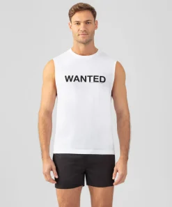 Fashion T-shirt sans manches en coton organique "WANTED" T-Shirts D'Intérieur | T-Shirts