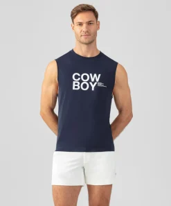 Fashion T-shirt sans manches en coton organique "COW BOY" T-Shirts D'Intérieur | T-Shirts