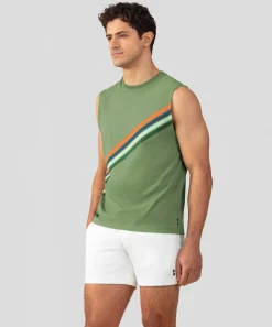 Online T-shirt sans manches en coton organique à rayures diagonales T-Shirts D'Intérieur | T-Shirts