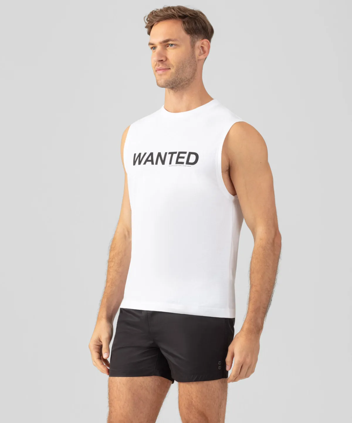 Fashion T-shirt sans manches en coton organique "WANTED" T-Shirts D'Intérieur | T-Shirts