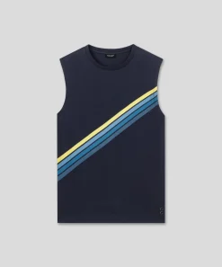 Best T-shirt sans manches en coton organique à rayures diagonales T-Shirts D'Intérieur | T-Shirts